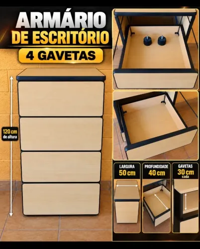 Armário escritório 3 gavetas