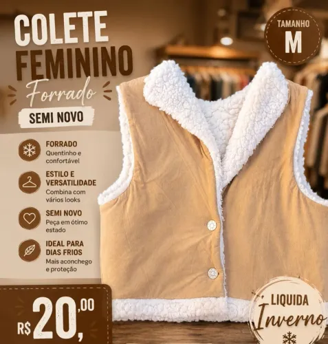 Colete feminino Curto M Adulto