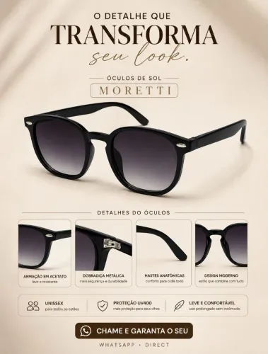 Oculos de Sol Moretti.
