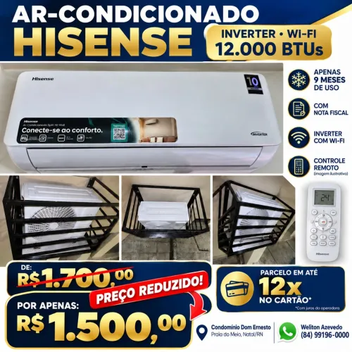 BAIXOU!!! AR-CONDICIONADO HISENSE INVERTER 12.000 BTUS WI-FI com CONTROLE NO PLÁSTICO