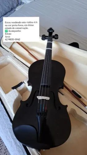 Violino 4/4 Preto Fosco - Completo e em Ótimo Estado