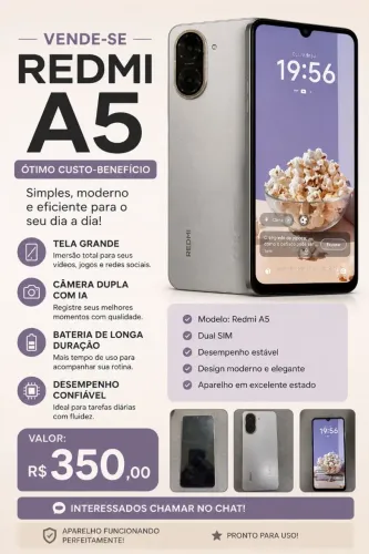 ? Redmi A5 em ótimo estado Funcionando perfeitamente R$ 350
