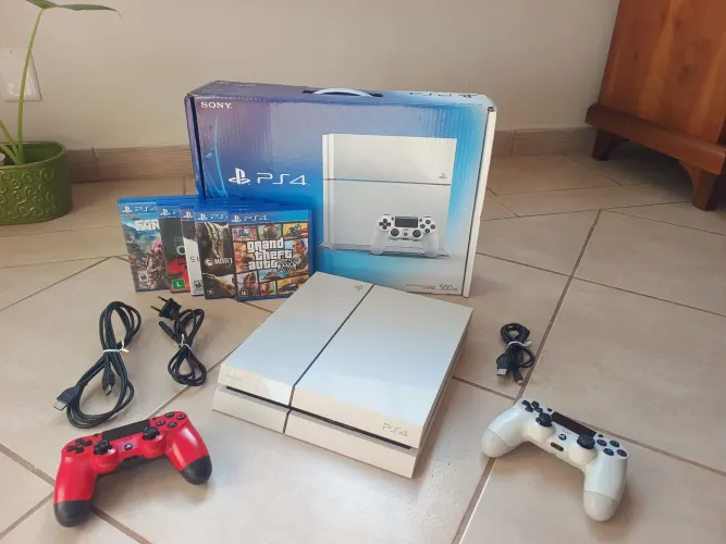 Console PlayStation 4 PS4 Branco +65 JOGOS ORIGINAIS 