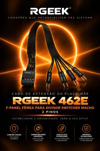 Extensão da Placa Mãe 462E F-PANEL Fêmea p/ Divisor Switcher Macho 2 Pinos (NOVO/LACRADO!)