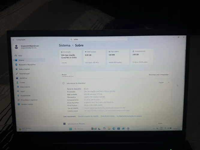 Notebook VAIO core i5 12º geração | 8GB | SSD 256GB