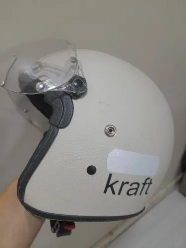 Capacete Motocicleta Kraft Plus Revestido Retrô (Aberto com Viseira) - Ótimo Estado