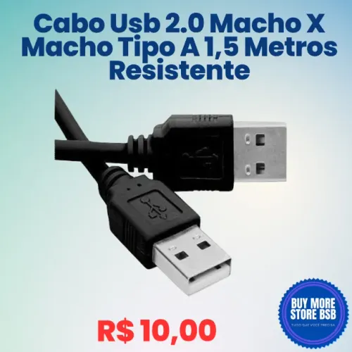 Cabo Usb 2.0 Macho X Macho Tipo A 1,5 Metros Resistente