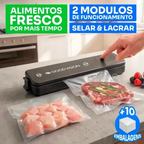 Seladora A Vácuo Para Alimentos Portátil Domestica Com 10 Sacos Digital 20cm Desligamento