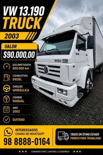 Vendo lindo Vw 13.190 Truck bem conservado..