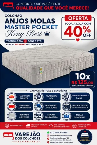 Colchão anjos linha alta king best molas ensacadas. Em Alcântara sg