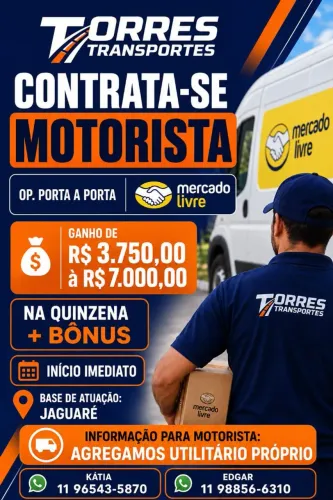 Contrata se motorista e agrega se carro utilitário