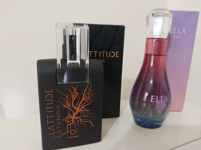 Kit de Perfumes: masculino Lattitude Stamina e feminino Ella Juicy