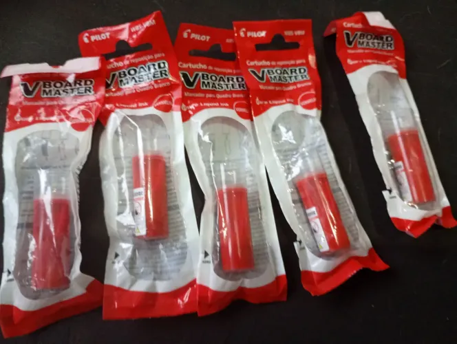 Kit com 5 refis de tinta vermelha para pincel de quadro branco - Vboard Master pilot