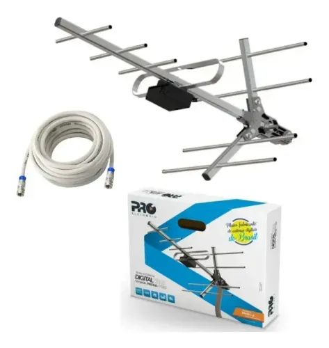 KIT ANTENA VHF/UHF DISTRIBUICAO + MASTRO + CABO COAXIAL 12M