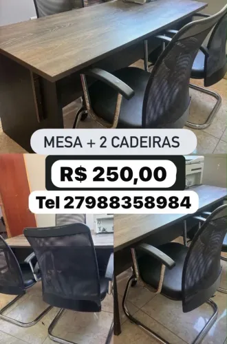 Mesa e 2 cadeiras escritório 