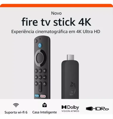 Amazon fire TV Stick 4k Ultra HD 8gb wife 6 (top de linha) - LACRADO + Nota fiscal 