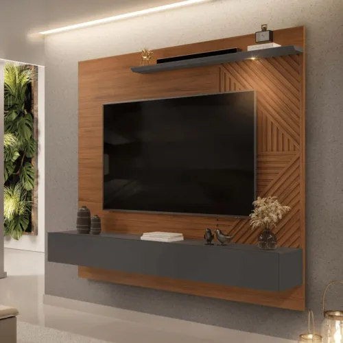 Painel para TV 65 Polegadas Arezzo Freijó/Cinza Urbano - DJ
