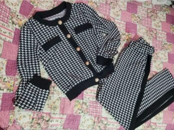 Conjunto shein pied de poule tam G