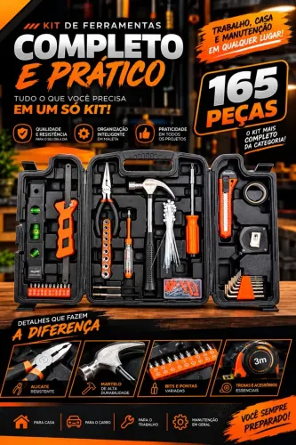 Maleta de ferramentas com 165 peças 