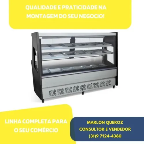 Balcão de Açougue Avícola 2M Vidro Reto Polar