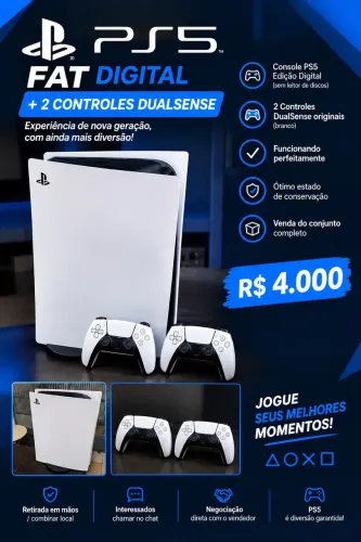 PS5 FAT DIGITAL + 2 CONTROLES DUALSENSE