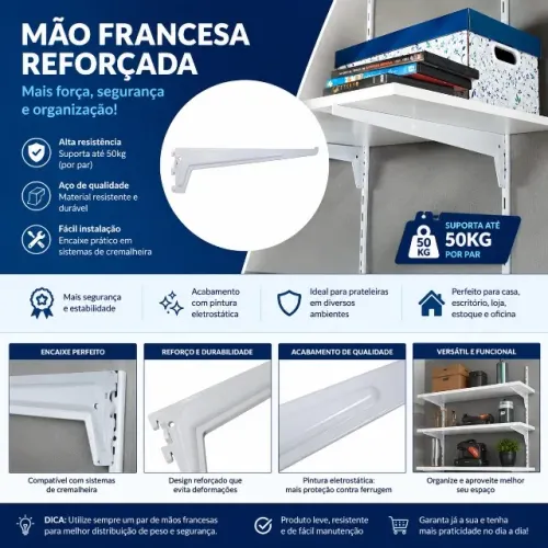 Mão Francesa para Trilho Cremalheira 50 cm