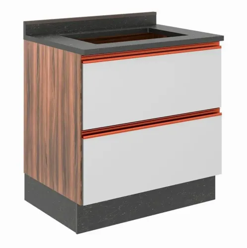 Balcão Cooktop Bartira Linea 4 Bocas 1 Gaveta com Porta Basculante