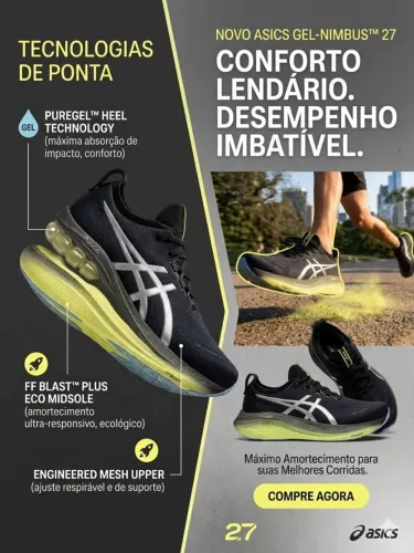 Tênis ASICS GEL-Nimbus 27 - Novo/Uma Vez de Uso - Tam 41