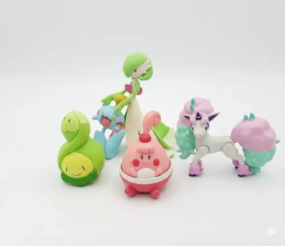 Kit 5 Figuras Pokemon - Budew Happiny Chimecho Ponyta Gardevoir