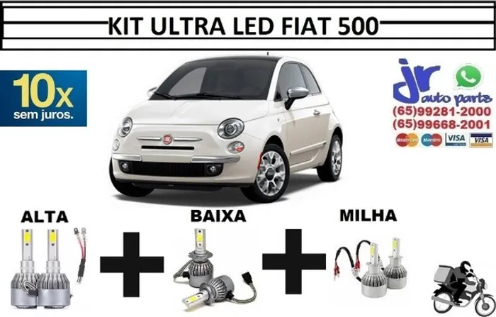Kit Lampada Ultra Led Fiat 500 6000K 12V 24V
