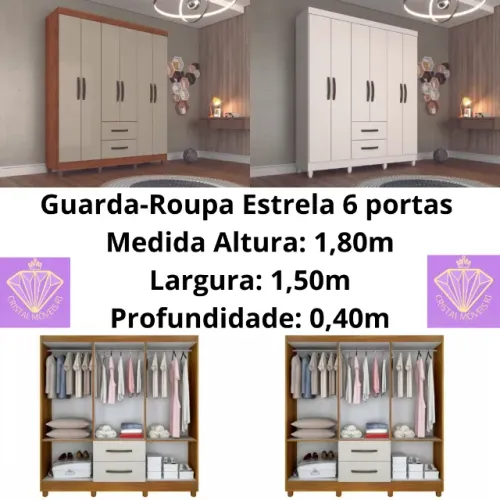 Guarda-Roupa 6 Portas Estrela larg. 1.50m Sallêto RF