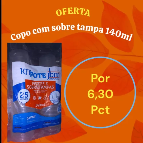 Kit Pote com Tampa 140ml - 25 unidades