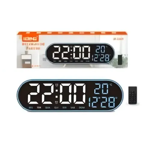 RELOGIO DIGITAL DE PAREDE COM CRONOMETRO E CONTROLE LELONG LE-2163