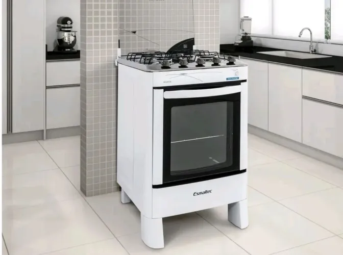Fogão 4 Bocas Esmaltec Branco com acendimento automático