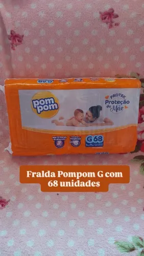 Fralda pompom G com 68 unidades 