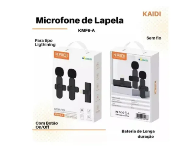 Microfone Lapela Duplo P/iPhone Kaidi Kmf6-a Lightning S/fio. Novo, lacrado.