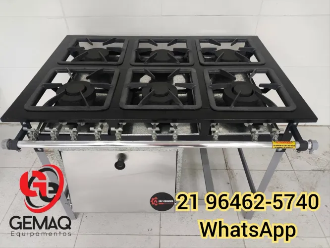 Fogão Industrial 6 Bocas - com forno GEMAQ Equipamentos