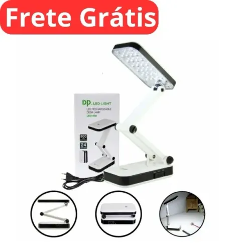Luminária De Mesa Articulável 24 Leds