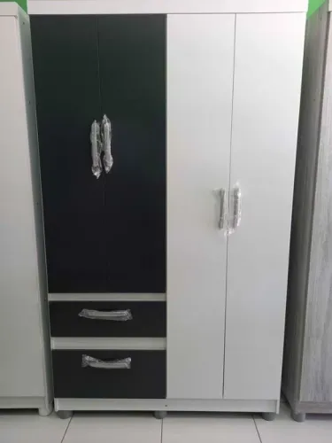 Guarda roupas de solteiro branco/preto - Montagem Gratis