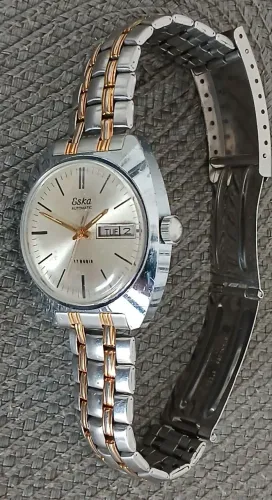 Relógio antigo suíço original ESKA SWISS MADE AUTOMÁTICO década de 1970 raridade 