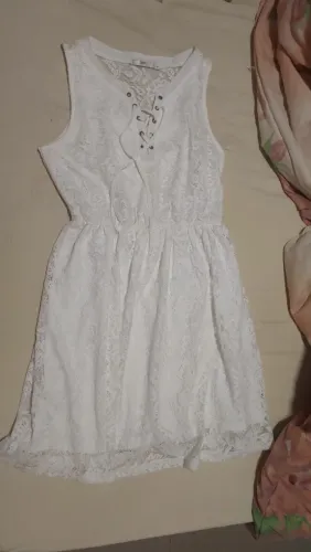 Vestido rendado branco - Tam.M