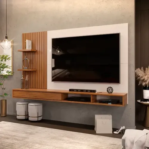 Painel Para Tv Off White Feijó 60 Polegadas