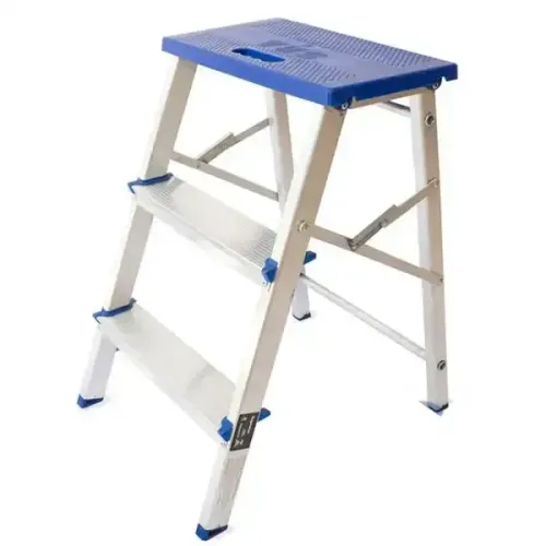 ESCADA BANQUETA 2 DEGRAUS E PATAMAR REFORÇADO 120 KG - ALUSTEP
