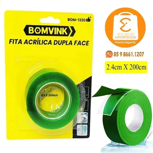 Fita Acrílica Dupla Face 2.4x200cm BOM-1320