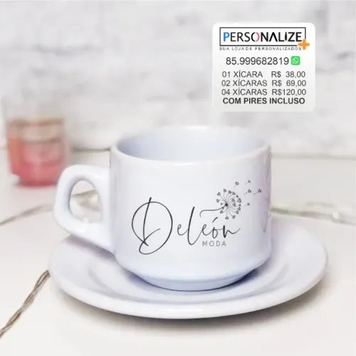 Xícara com pires personalizada