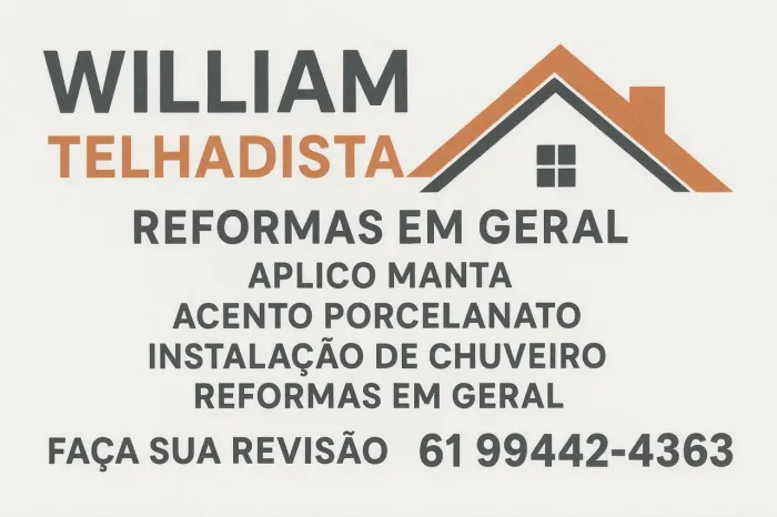 Revisão de telhado, acento porcelanato, entre outras coisas 