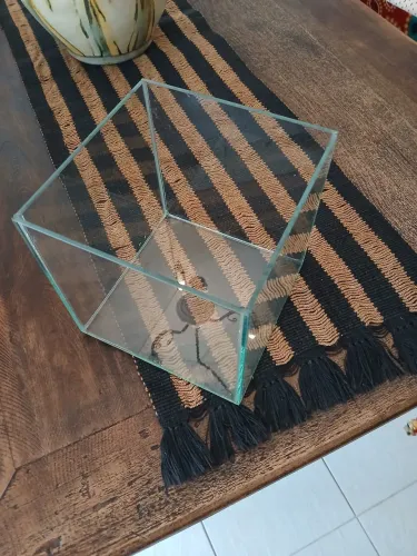 Cachepo/ caixa de Vidro ,17x17x17 cms ,em perfeito estado 