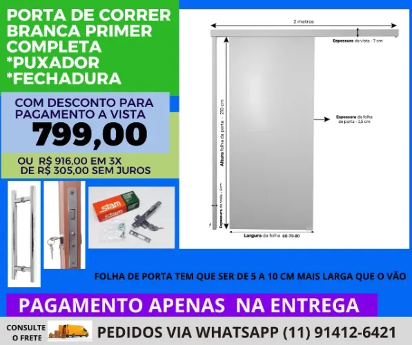 porta de correr 210x82 codigo3- modelo star