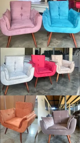 Poltrona Opala varias cores, azul, vermelho, rosa, cinza, bege
