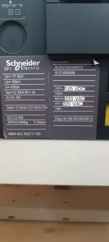DISJUNTOR SCHNEIDER 630 A 17.5 kV SF1